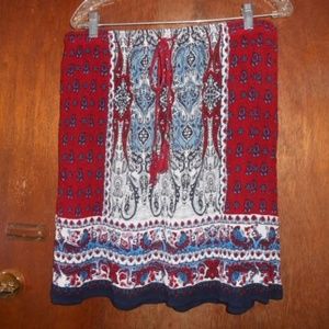 Womens Bila Short Crinkle Rayon India Skirt Large